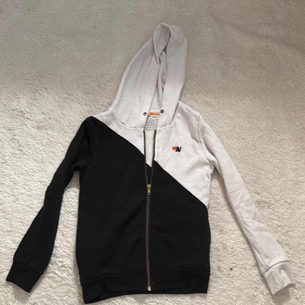 Black and White Aviator Nation Zip-Up Hoodie